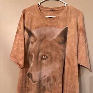 The Mountain Brown and tan tie-dye wolf graphic tee XXL T-shirtt